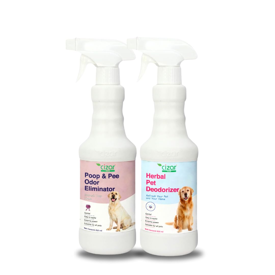 Cizar Eco-Friendly Pet Care Combo | Non Toxic | Pet Deodorizer | Poop & Pee Eliminator - 650ml