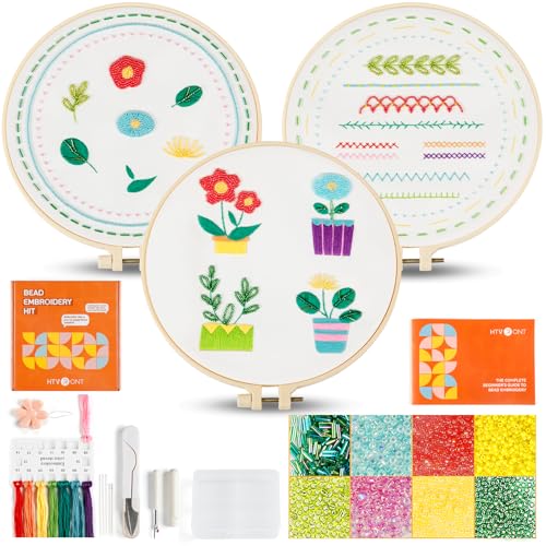 HTVRONT Sparkling Bead Embroidery Set 3 Packs for Senior Beginners