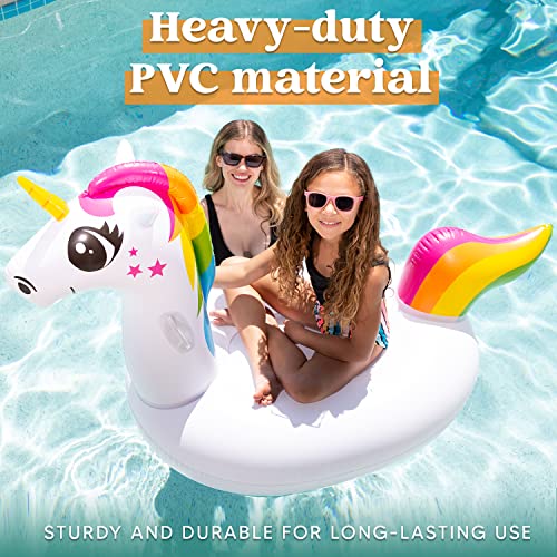 Joyin Inflatable Unicorn Pool Float - Unicorn Pool Floaties With Handles, Blow Up Animal Ride On Pool Rafts Party Toys For Summer Water Fun Swimming Pool Lake Beach Party Decorations Lounge For Kids #TOP3