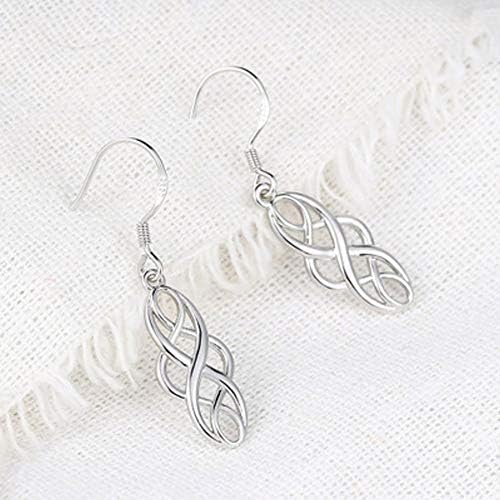 Sterling Silver Celtic Knot Twist Dangle Drop Earrings Gifts for Women Ladies Hypoallergenic Fashion Earrings