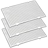 3 Piezas Rejilla de Enfriamiento de Acero Inoxidable,40x25cm Rejilla para Enfriar Pasteles,Rejilla Horno,Cookie Cooling Rack con Recubierta Antiadherente para Hornearenfriar,Asar,Hornear y Más,Negro