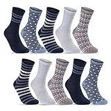 sockenkauf24 10 paia calze donna cotone motivi fantasia strisce puntini cuori multicolore 34977/2 (35-38)