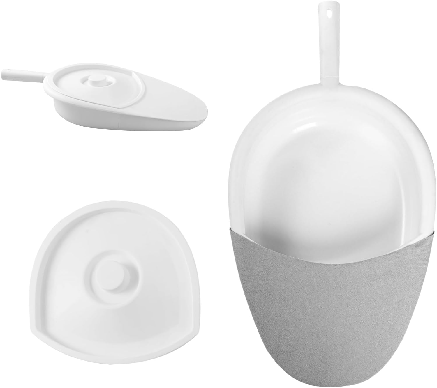 Bassin de lit plastique pour adultes, personnes âgées et hôpitaux - Pot de toilette portable avec couvercle et poignée anti-odeur