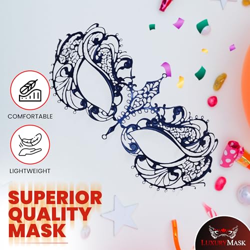 Image of Masquerade Mask for Women with Rhinestones - Elegant Metal Half Face Mask for Masquerade Parties, Mardi Gras, & Themed Events