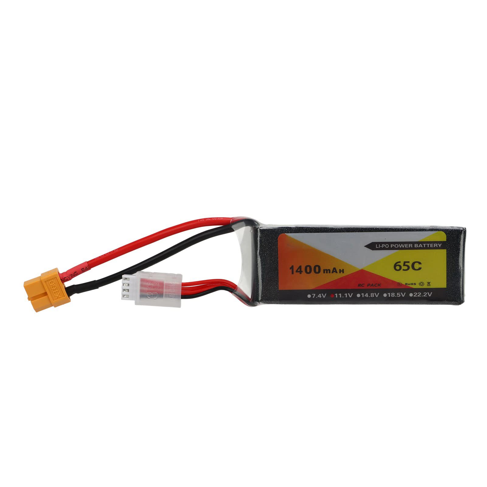 Batería Lipo 3S 11.1V 1400mAh 65C Alta Descarga para RC Drone Quadcopter con Enchufe XT60, Energía Estable y Duradera, para Modelos de Hobby de Carreras