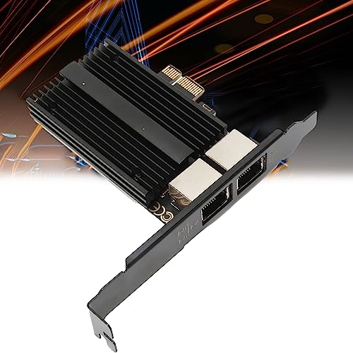 Yunseity PCIe Network Card, 2.5Gbps Dual Port Gigabit Ethernet Card con soporte de perfil bajo para escritorio, estación de trabajo, servidor y laptop miniatura 5