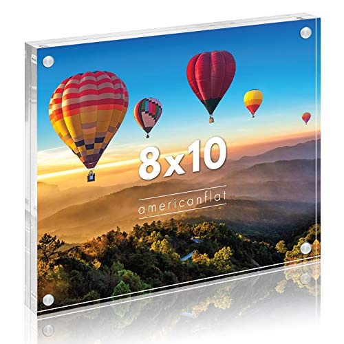 Americanflat Portarretratos acrílico de 8 x 10 pulgadas, marcos de doble cara con esquinas magnéticas, marcos acrílicos transparentes para escritorio o mesa, marco de fotos de 8 x 10 pulgadas con paño
