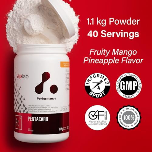 Image of ATP LAB Pentacarb 1.1kg Powder 40-Servings - Mango and Pineapple Flavor, Carbohydrate and Electrolyte, Energy and Endurance, Ideal for Post-Workout Recovery, Easy Mixing Formula for Active Lifestyles