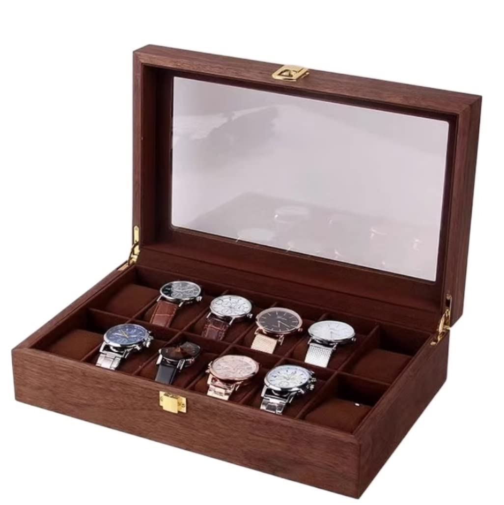 ANVLOJRIH KYUSAR Watch Box 12 Grids Watch Box Retro Wooden Watch Box Watch Case Display Storage Box For Men Women Watch Case Watch Holder (Blue : C)