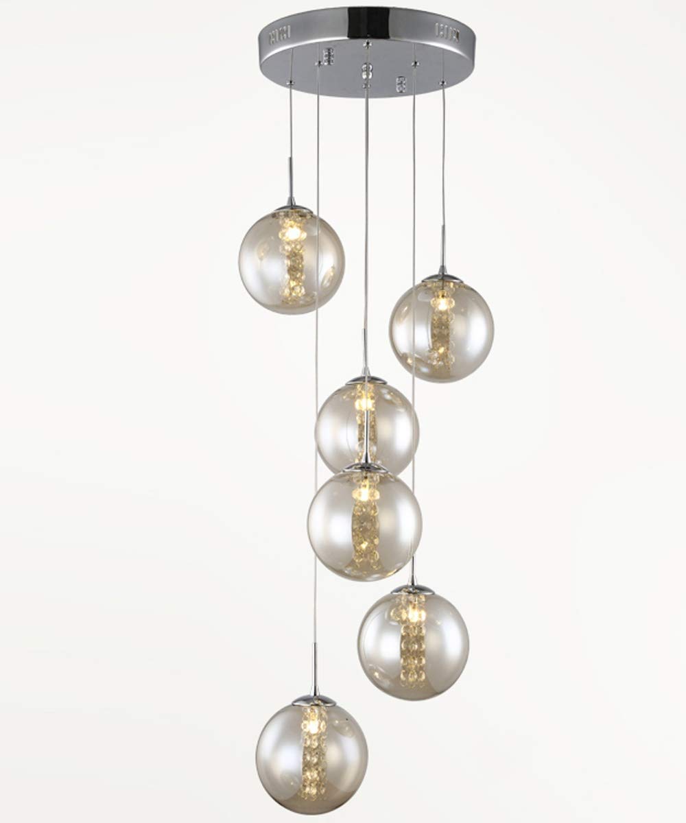 SXECAEPS Modern creative chandelier 30x150cm Duplex Staircase Creative Ceiling Light 6 Lights Bubble Balls Restaurant Long Modern Minimalist For Living Room Nordic Art Personality Pendant