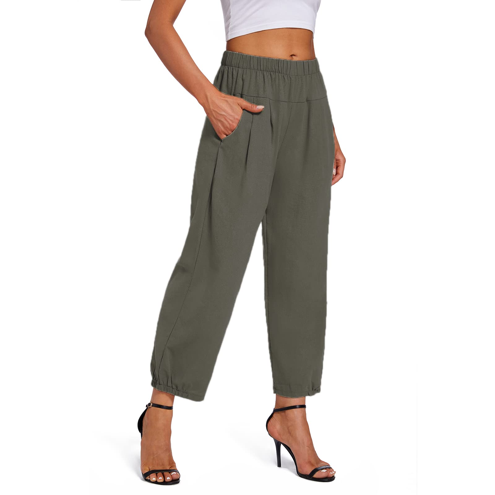 WROLEMWomens Capri Yoga Pants Wide Leg Loose Comfy Lounge Cropped Capris with Pockets