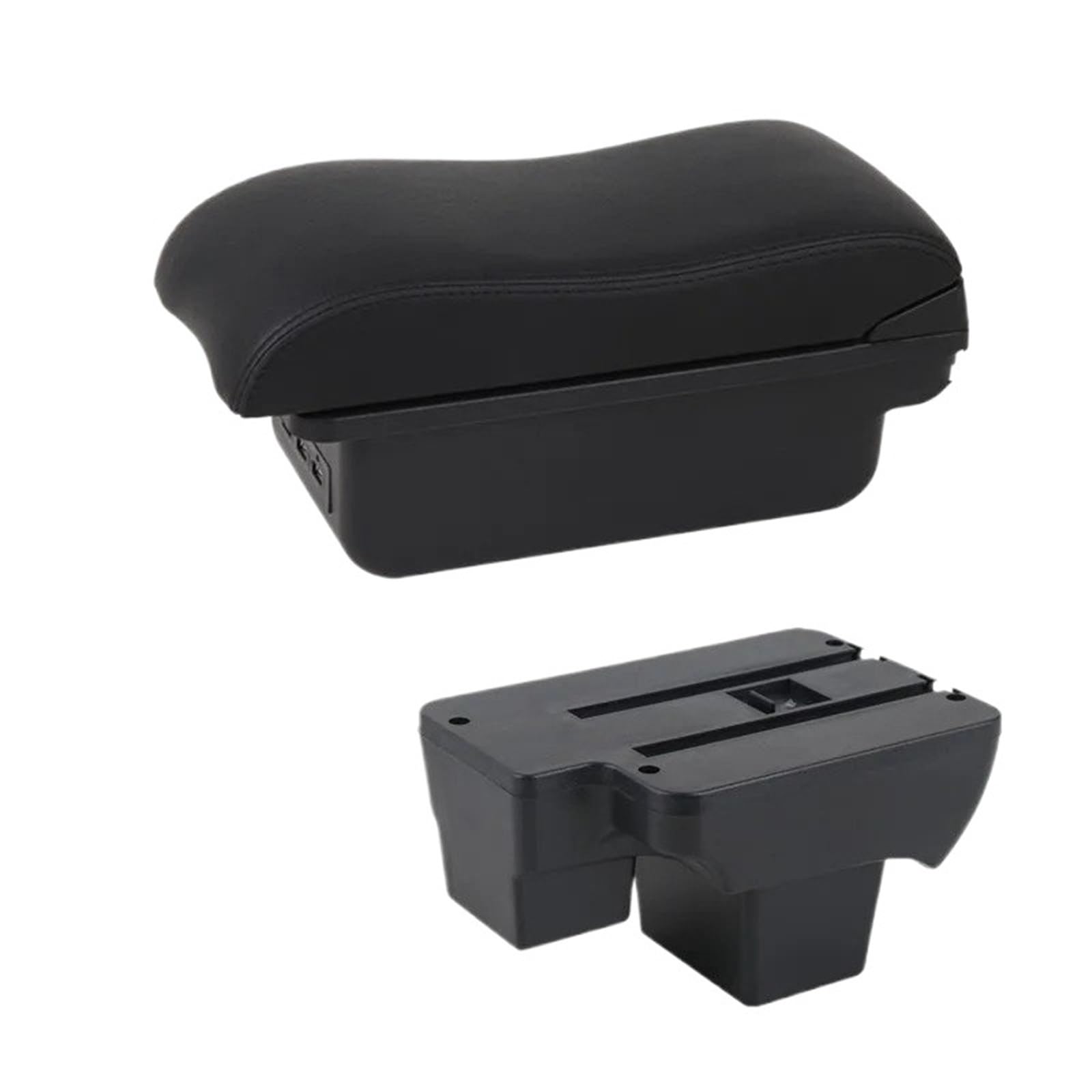 NOKRGQW Car Armrest Box For VW Polo 2019-2025 Car Armrest Storage Box Interior Dedicated Retrofit Parts Accessories(B2 black line 3USB)