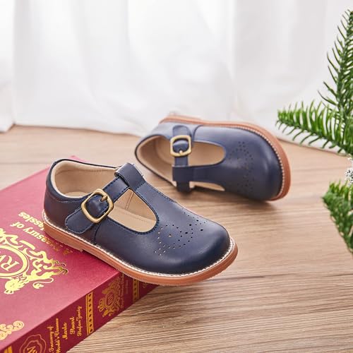 Image of GINFIVE Toddler Girls Dress Shoes Little Kids Flats School Mary Janes Shoes