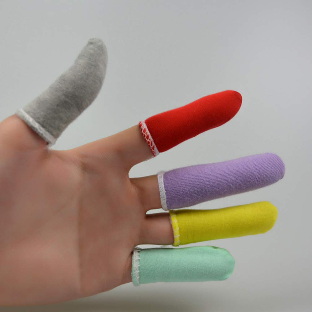 Pretyzoom 50pcs Finger Cots Cotton Finger Guards Protective Fabric