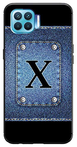 Image of Amazon Brand - Solimo Designer Button Jeans Alphabet-X Printed Soft & Flexible Hybrid Back Case Mobile Cover for Oppo F17 Pro