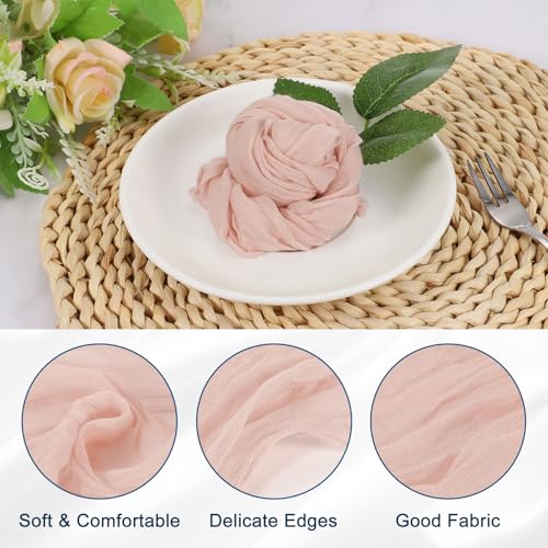 Servilletas de gasa rosa de 50x50 cm para crear una mesa de boda rustica y elegante 4