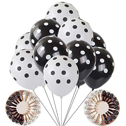 Image of RasuDecor 20 Pieces 12 inch Polka Dot Latex Balloon White-BlackDot and Black-WhiteDot Balloons (10+10), 12 Inch Latex Polka Dots Balloons for Kids Women Men Birthday Easter Engagement Wedding, Halloween Party Supplies Decor #RasuImpex (20Pcs 12 inchPolkaDotBlack /White)