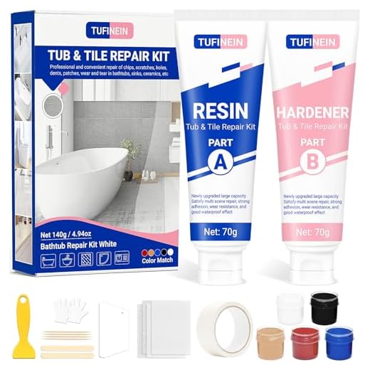 Bathtub Repair Kit 140g (Color Match), TUFINEIN Ceramic Repair Kit for Porcelain, Fiberglass, Enamel, Ceramic, Acrylic Repair and Fix Chips, Cracks, Scratches, Holes on Tub/Tile/Sink/Shower Tray