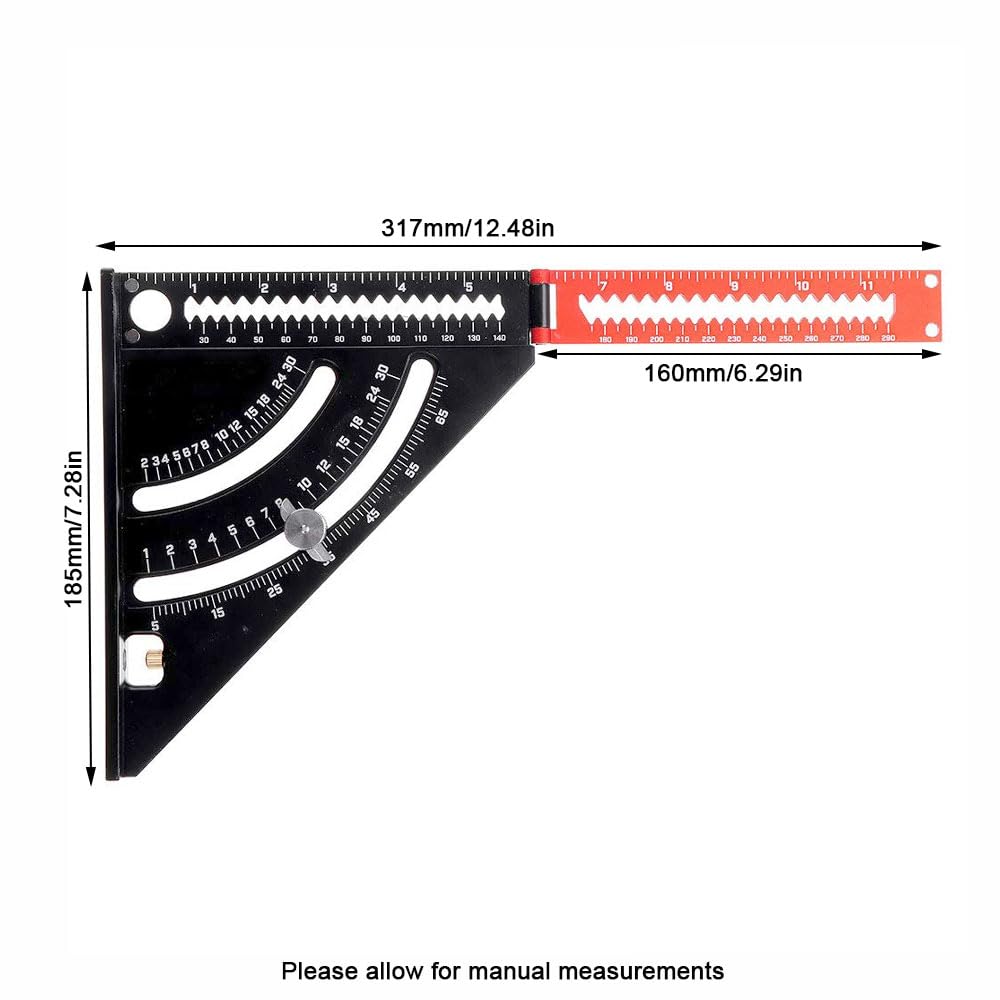 Regla triangular plegable, herramienta de carpintería de aleación de aluminio, ajuste ajustable, goniómetro de precisión para carpintero, ingeniero, arquitecto (6 pulgadas)