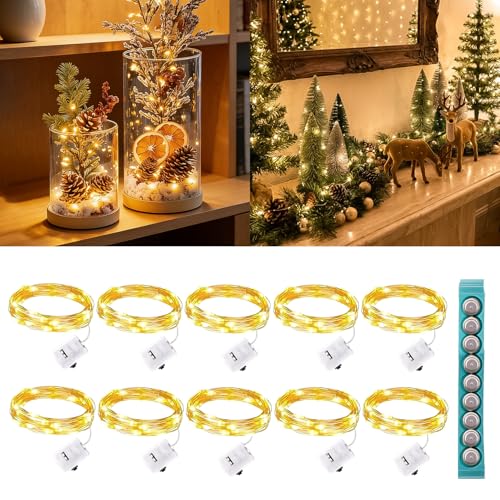 OIOYCLG10 Stück LED Mini Lichterkette mit 9 Batterie,2M 20er Micro...