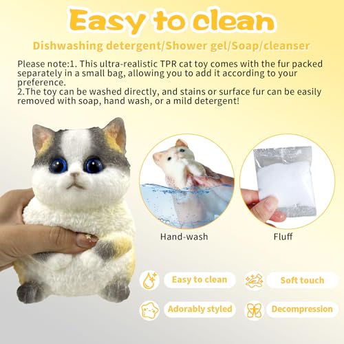 Image of Big Hand Painted Cat Squishy Toys,Large Cute Ultra Soft Kitty Squeeze Fidget Toys for Stress Relief ,Kawaii Squishies Sticky Animal Toys for Adults Kids,Decompression Sensory Balls Toys (PSH)