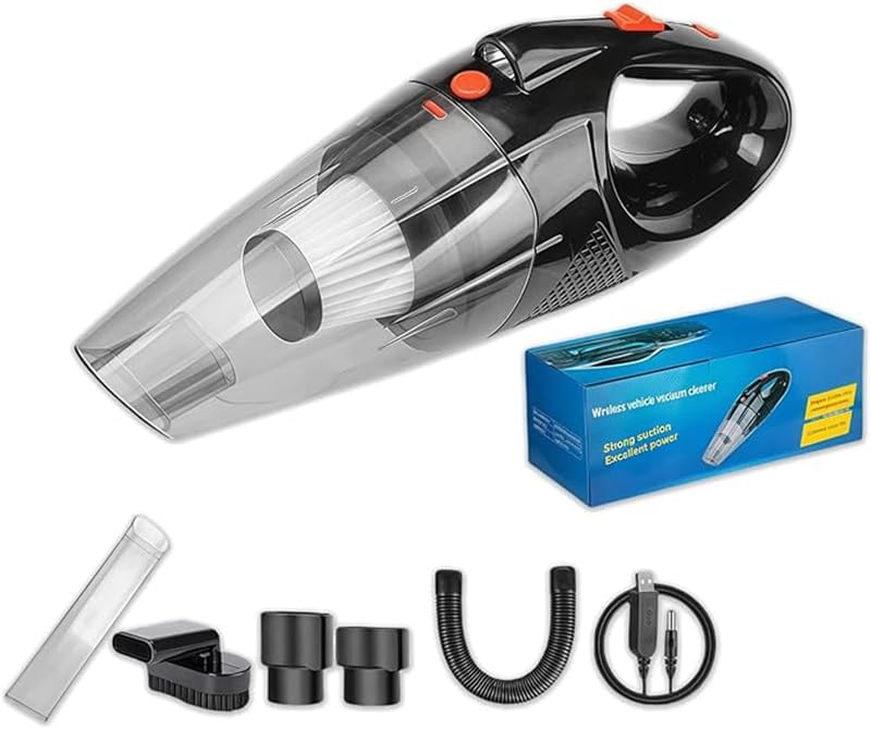 Aspirapolvere portatile senza fili con luce LED e ricarica rapida, portatile per lavaggio a secco e umido, leggero e silenzioso per uso domestico