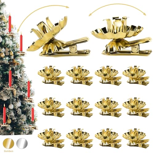 Mizijia 20 Stück Baumkerzenhalter Gold Clip, Kerzenständer Metall Vintage...