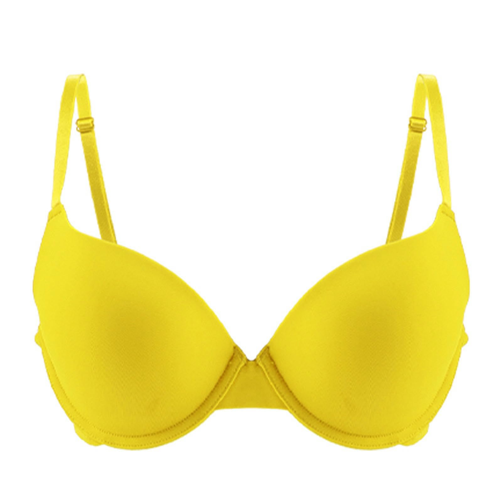 Reggiseno Donna Pacchetto di 3 Donne Trucco Corpo Senza Cuciture Traspirante Morbido, Biancheria Intima Sonno Opaca Classica Super Comfort delle Donne-Giallo-XL（90b）