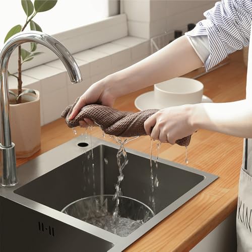 Set di 6 Strofinacci da Cucina in Cotone 33 x 33 cm per la Pulizia e l'Asciugatura delle Stoviglie, Canovacci Waffle Straccio per Lavatrice Asciugamani - immagine 3