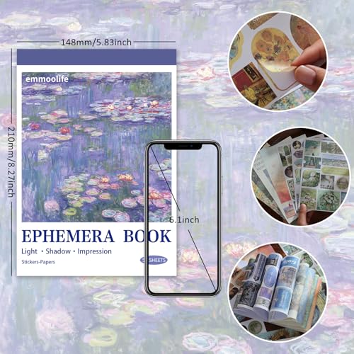 Image of Vintage Oil Painting Scrapbook Sticker, Journaling Supplies for Junk Journal, 500+ Scrapbooking Washi Stickers & 25 Ephemera Papers Art Scrapbook Supplies for Adults Teens Women Girls Junk Journal