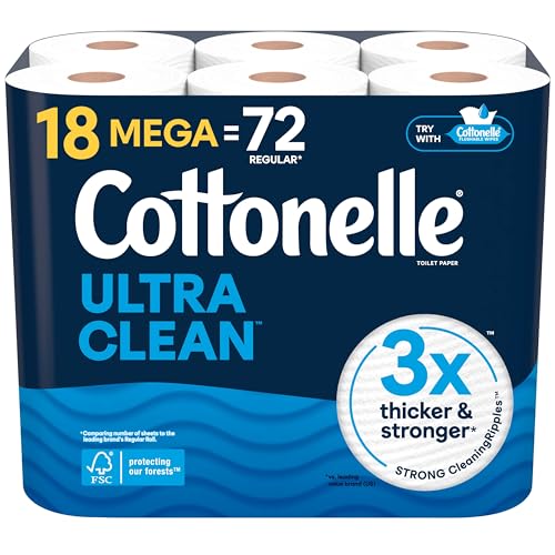 Image of Cottonelle Ultra Clean Toilet Paper, 18 Mega Rolls = 72 Regular Rolls, Packaging May Vary