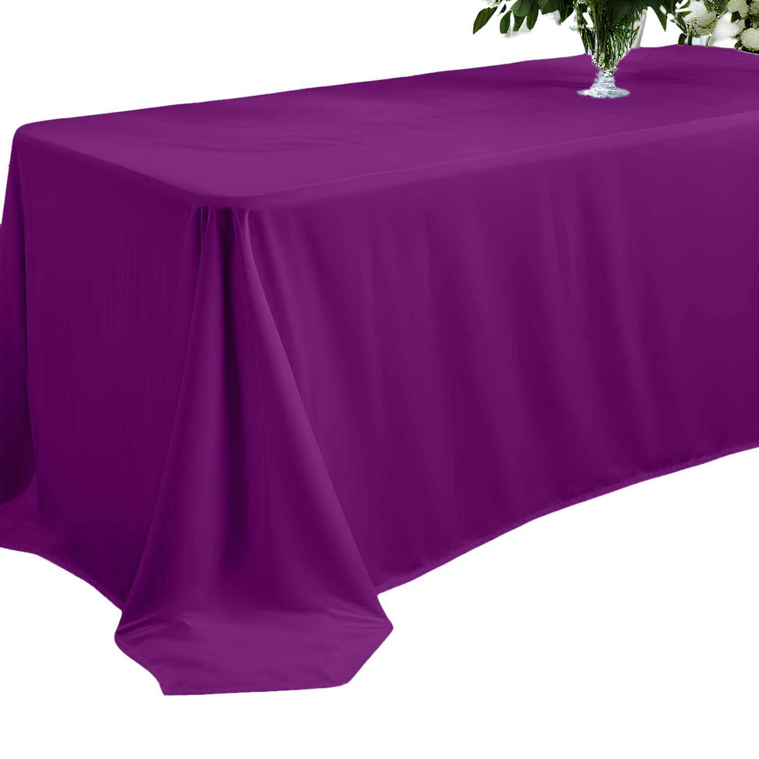 Elegant Event Essentials - 60 x 84” Rectangular Polyester Table Cloth/Cover – For Home Décor, Wedding, Party, Dining Table, Cafe Restaurants & Banquet - Wrinkle-Free – Washable - Purple