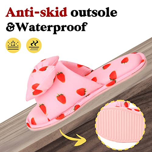Women Summer Strawberry Slippers Open Toe Slippers Soft Memory Foam Anti-slip Bow Shoes Indoor Outdoor Christmas Gifts4