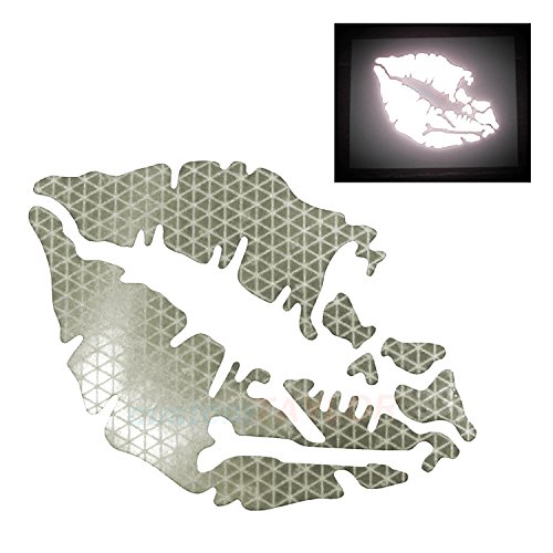 Customtaylor33 High Intensity Reflective Vinyl Death Kiss Skull Crossbones Lips Decal Bumper Sticker - Cars, Motorcycles, Helmets, Wind Screens, Laptops, Cellphones, (White, 8 Inch Wide) #TOP27