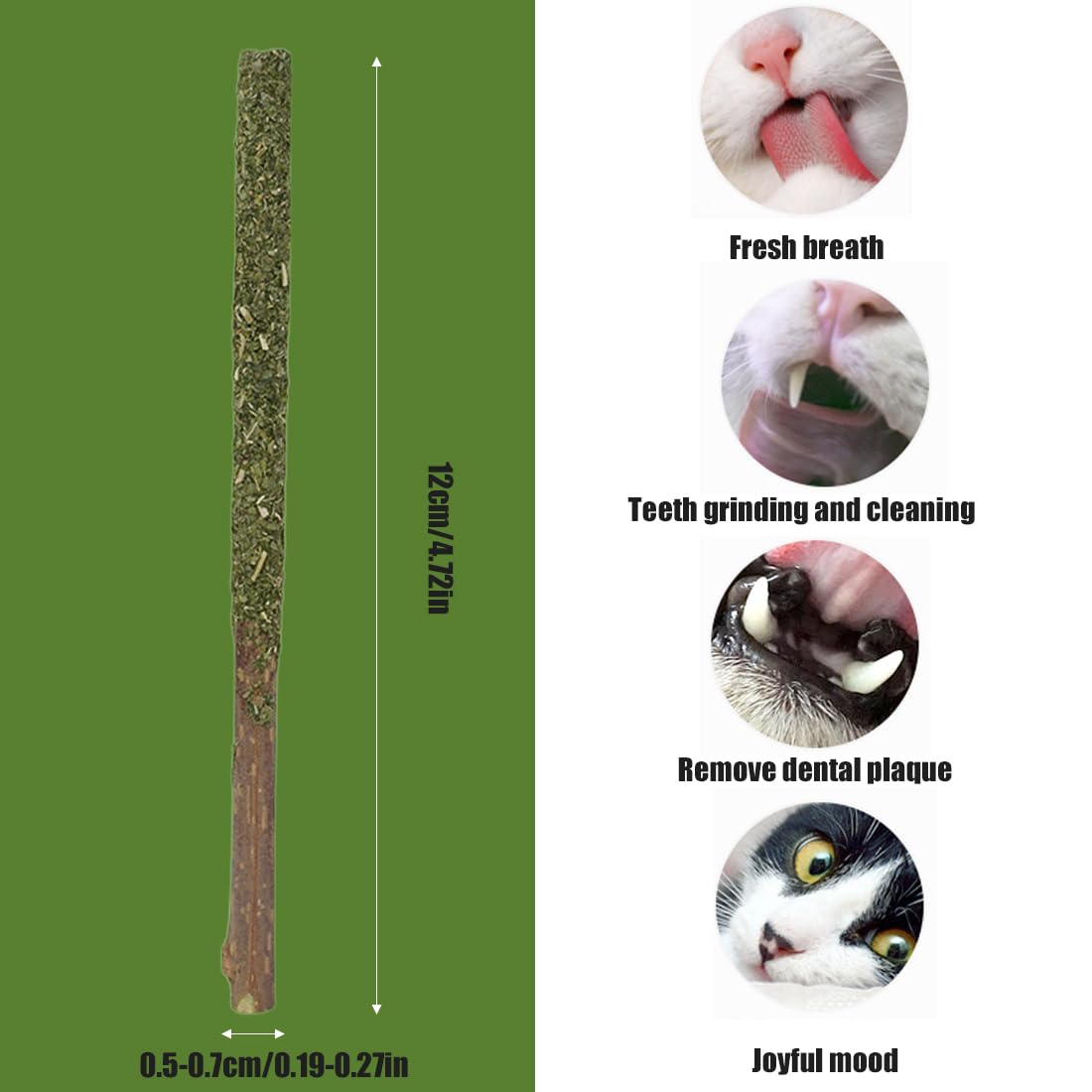 12 Pezzi Bastoncini di Erba Gatta Matatabi per Pulizia Dentale e Alito Fresco, Giocattolo Naturale Sicuro per Gatti