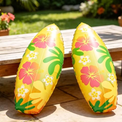 Image of PHOGARY 2pcs Inflatable Surfboard Foil Balloon Hawaiian Luau Aloha Decor