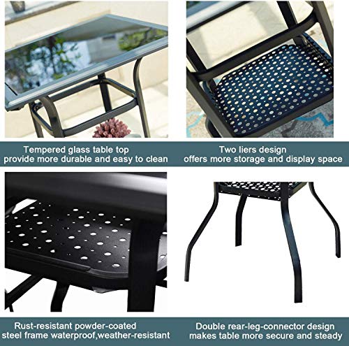 image for PatioFestival Outdoor Bistro Bar Table,Patio Metal Steel Slat Dining S