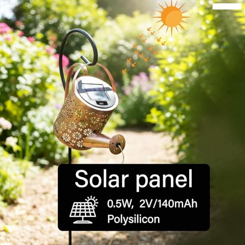 Image of CBK Solar Light Outdoor Garden Decor Watering Can Hanging Waterproof LED Decorative Kettle Shower String Lamp for Table Yard Pathway Gardening Gifts
