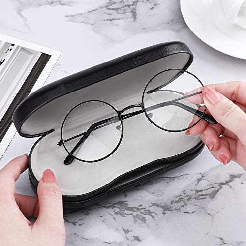 Image of MoKo Double Eyeglass Case, Contact Lens Case with Mirror Tweezers Remover, 2 in 1 Double Sided Portable Contact Lens Box Holder Container Soak Storage Kit Sunglasses Pouch for Men & Women, Black