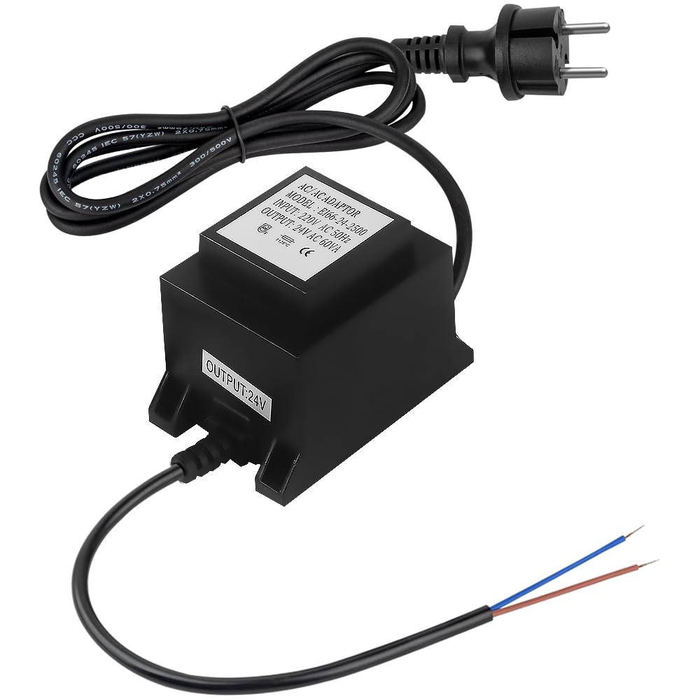 Transformador 220V a 24V, AC/AC 15W Transformador, IP68 Impermeable, Fuente Alimentacion con Enchufe, Fuente Alimentación 24V para Iluminación LED y Bombas de Estanque