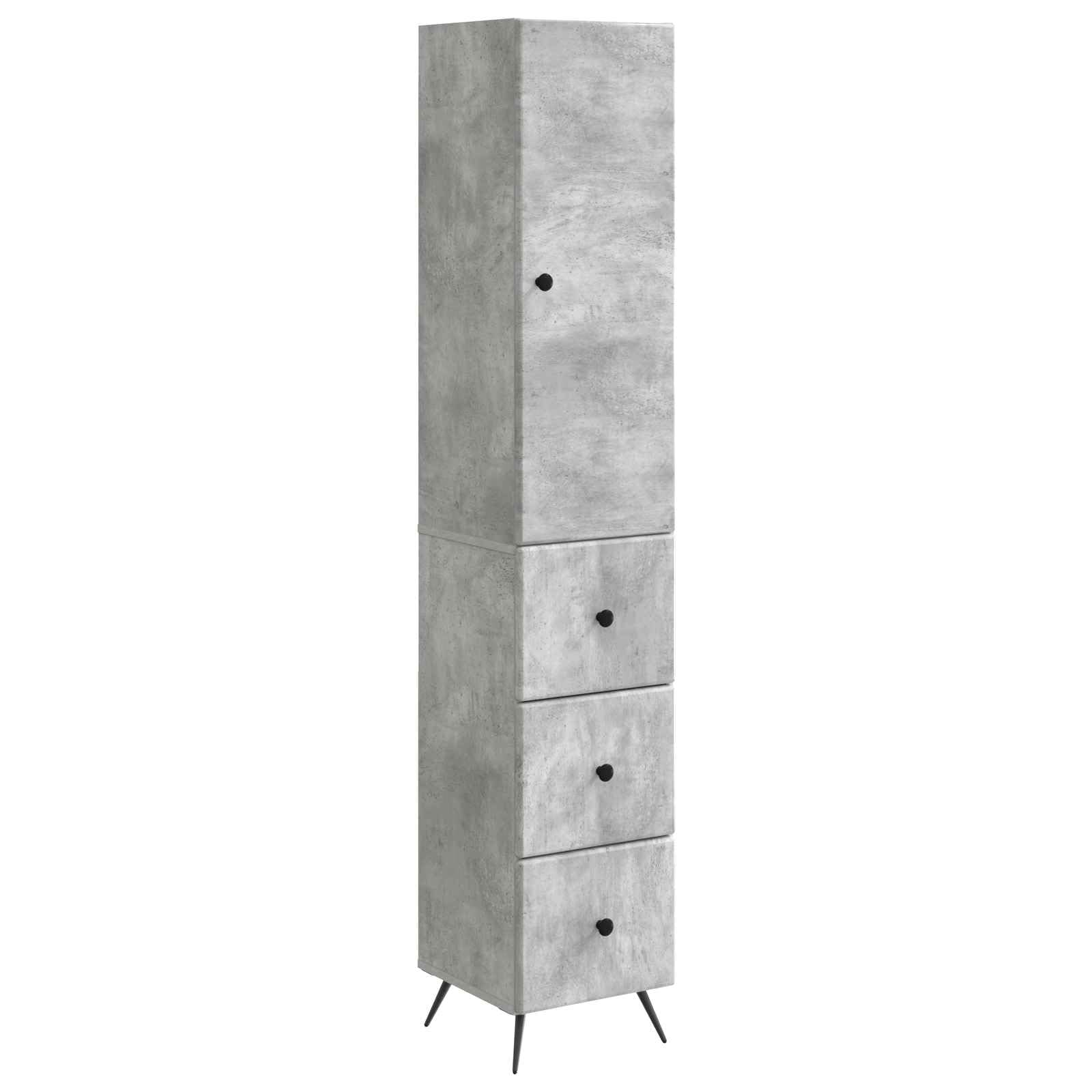 2-częściowy zestaw szaf betonowo-szary materiał drewnopochodny 34,5 x 34,5 x 90 cm z szufladą i drzwiami, uniwersalna przestrzeń do przechowywania do salonu, biura, sypialni, korytarza