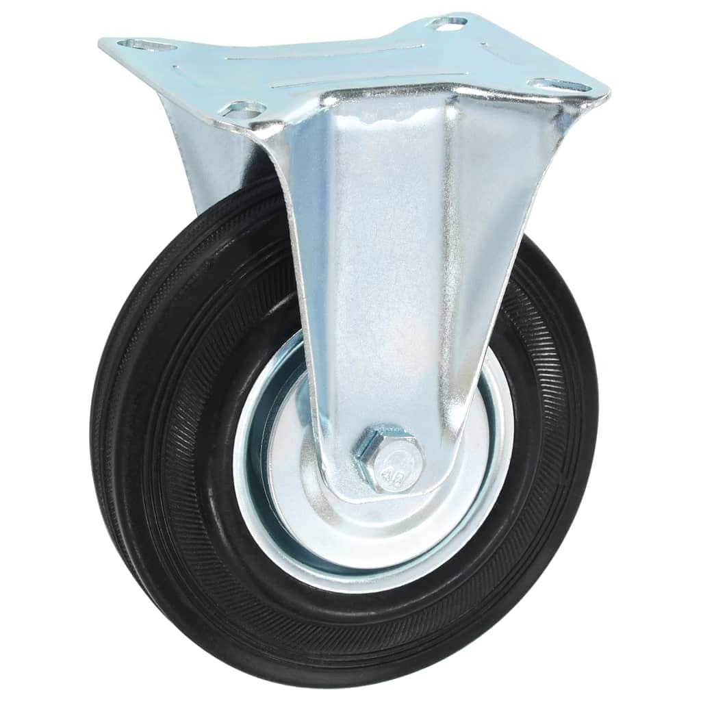 24 Stk Rollen 125 mm Gummi mit Zinkbeschichtetem Eisenrahmen, 12 Lenkrollen mit Bremse und 12 Bockrollen, Tragkraft 100 kg je Rolle, Für Werkstatt, Lager, Transportwagen