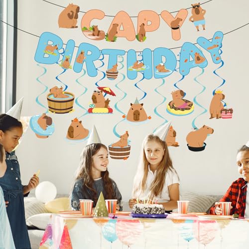 Image of Rakuto Capybara Birthday Party Decorations 10PCS Banners Swirls Supplies