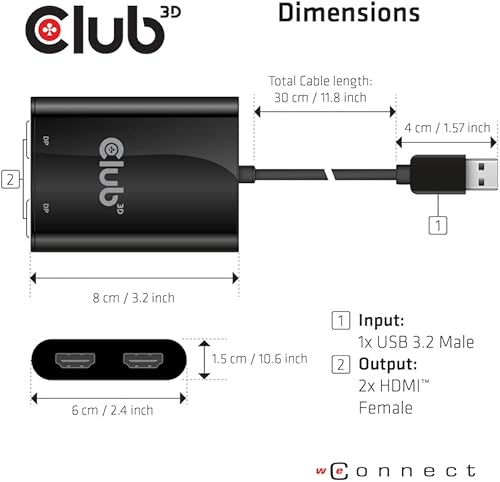 Miniatura 4 de Club3D CSV-1474 USB 3.2 Gen1 Tipo A a HDMI Dual Monitor 4K60Hz