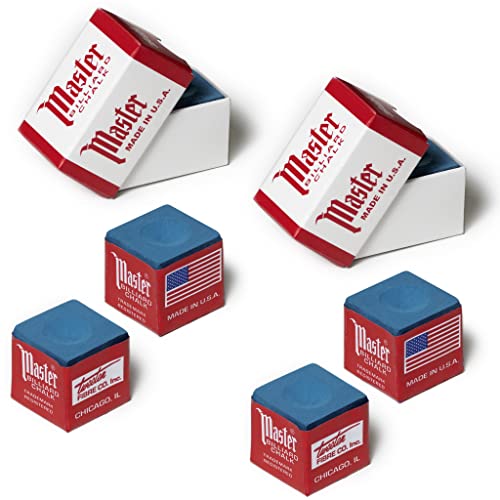 Master Billiard Pool Cue Chalk Premium Quality Blue - 4 pcs - Made in The USA