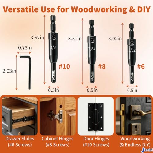 Upgraded Self-Centering Hinge Drill Bit, VIX Bit Set, High Speed Steel Detail