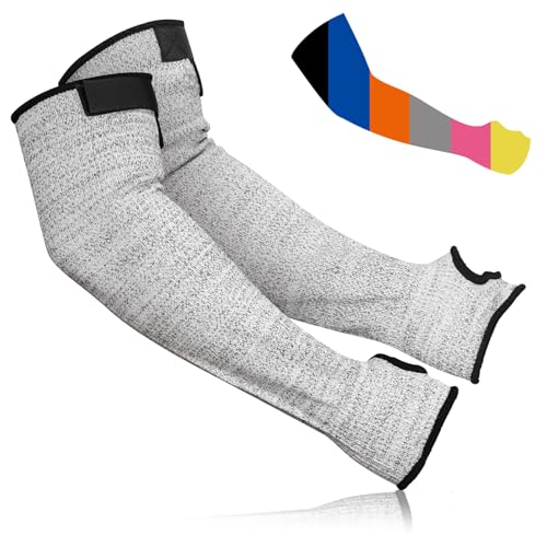 CAISIDIONG Cut Resistant Arm Sleeves ANSI Level A5, Kitchen Arm Thumb Hole Protectors for Thin Skin...