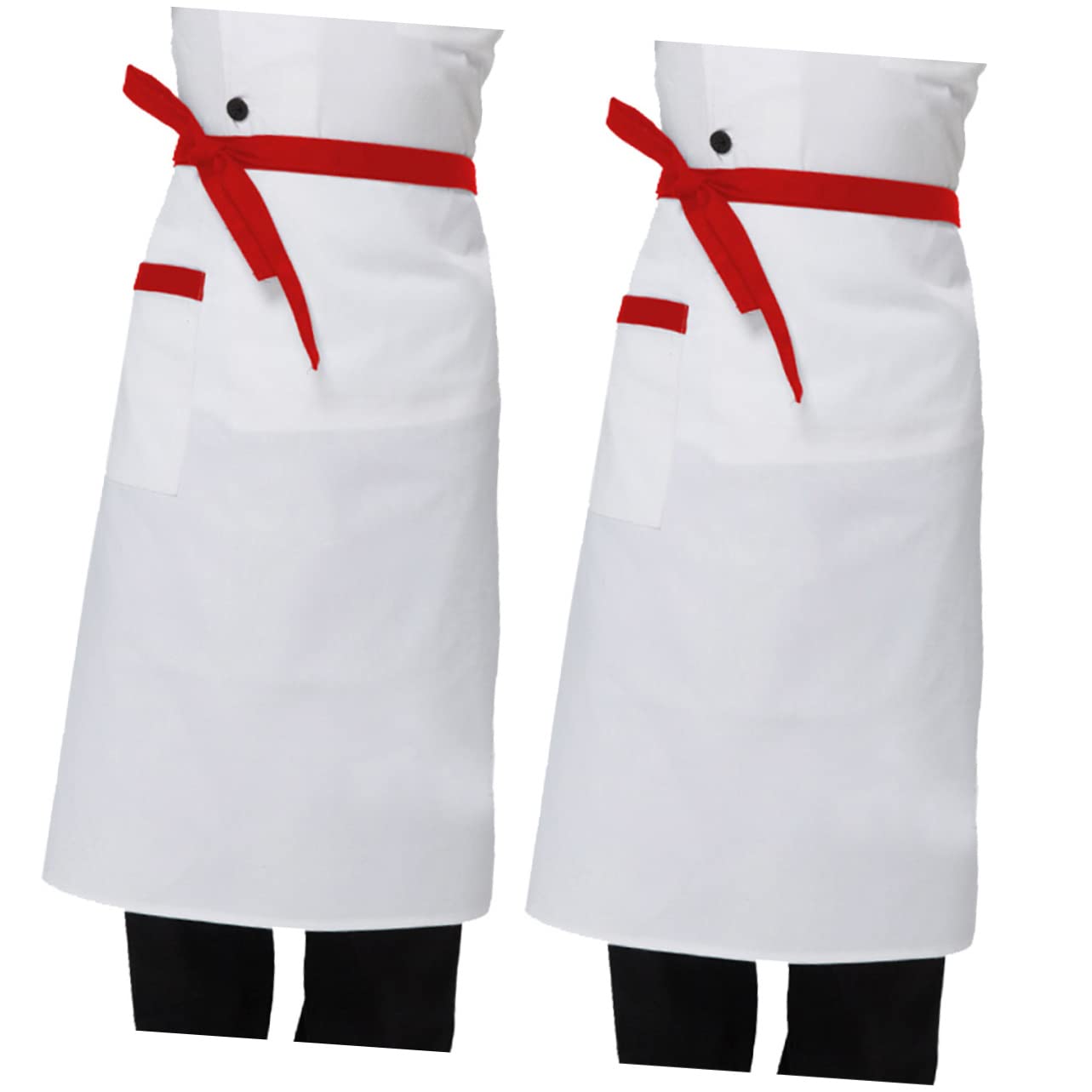 OFFSCH Short Apron Chef Half-length Apron Pockets for Waitress Waiter Bistro Cooking Kitchen