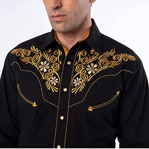 EL PIONERO Men's Western Shirt Long Sleeve Embroidered Cowboy Casual Snap Button Shirt2