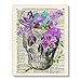 Skull, Skeleton Anatomy Vintage Dictionary Art Print, Modern Contemporary Wall Art for Home Decor, Boho Poster Sign 8x10 Inches, Unframed (Skull with Flowers & Crystals)